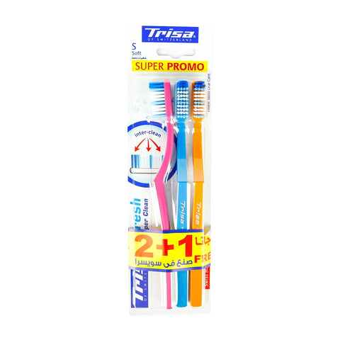 GETIT.QA- Qatar’s Best Online Shopping Website offers TRISA TOOTHBRUSH FRESH SUPER CLEAN SOFT 2+1 at the lowest price in Qatar. Free Shipping & COD Available!