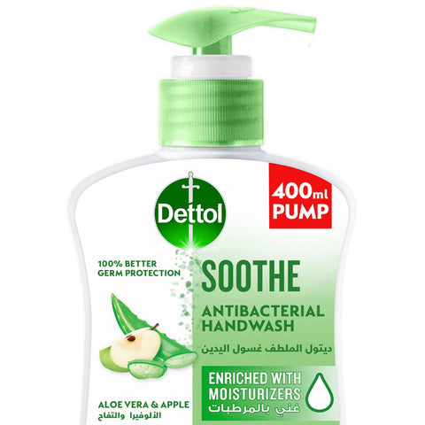 GETIT.QA- Qatar’s Best Online Shopping Website offers DETTOL SOOTHE HANDWASH LIQUID SOAP ALOE VERA & APPLE FRAGRANCE 400 ML at the lowest price in Qatar. Free Shipping & COD Available!