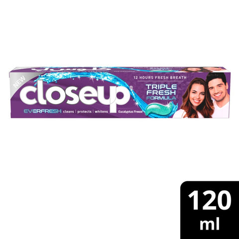 GETIT.QA- Qatar’s Best Online Shopping Website offers CLOSEUP TRIPLE FRESH FORMULA GEL TOOTHPASTE EUCALYPTUS FREEZE 120 ML at the lowest price in Qatar. Free Shipping & COD Available!