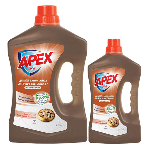 Apex All Purpose Cleaner Disinfectant Oud 3 Litres + 1.5 Litres