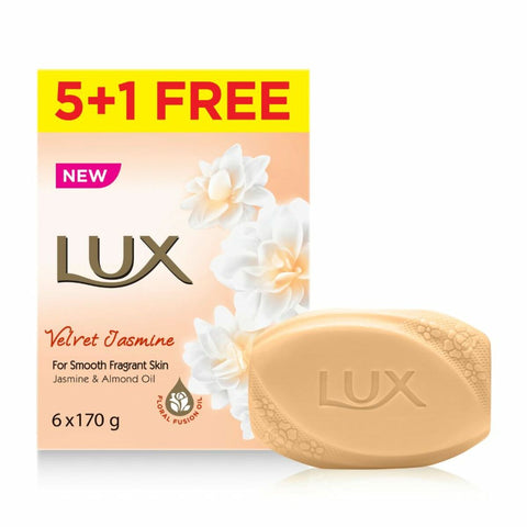 GETIT.QA- Qatar’s Best Online Shopping Website offers LUX VELVET JASMINE BAR SOAP 170 G 5+1 at the lowest price in Qatar. Free Shipping & COD Available!