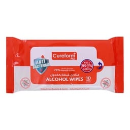 Cureform Plus Anti-Bacterial Alcohol Wipes 10 pcs