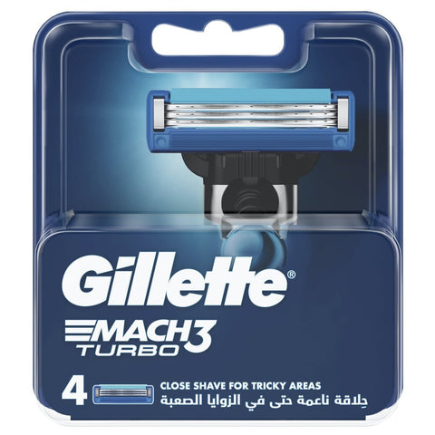 GETIT.QA- Qatar’s Best Online Shopping Website offers GILLETTE MACH3 TURBO MEN'S RAZOR BLADE REFILLS 4 PCS at the lowest price in Qatar. Free Shipping & COD Available!