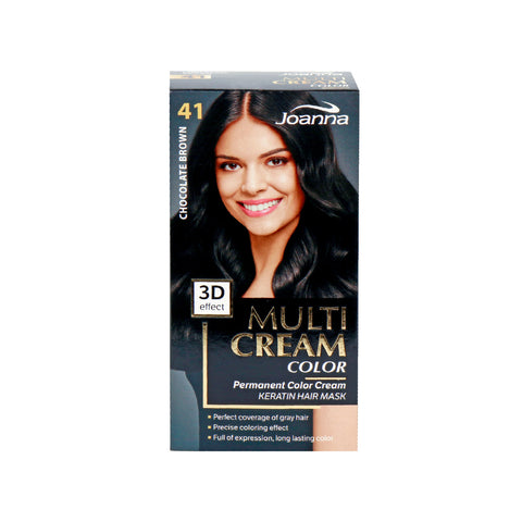 GETIT.QA- Qatar’s Best Online Shopping Website offers JOANNA PERMANENT HAIR COLOR CREAM 41 CHOCOLATE BROWN 1PKT at the lowest price in Qatar. Free Shipping & COD Available!