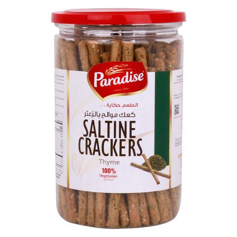 GETIT.QA- Qatar’s Best Online Shopping Website offers PARADISE THYME SALTINE CRACKERS 400 G at the lowest price in Qatar. Free Shipping & COD Available!