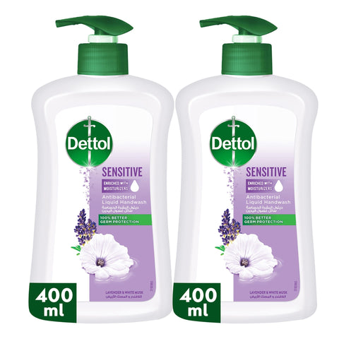 Dettol Sensitive Liquid Handwash Pump Lavender & White Musk Scent Value Pack 2 x 400 ml