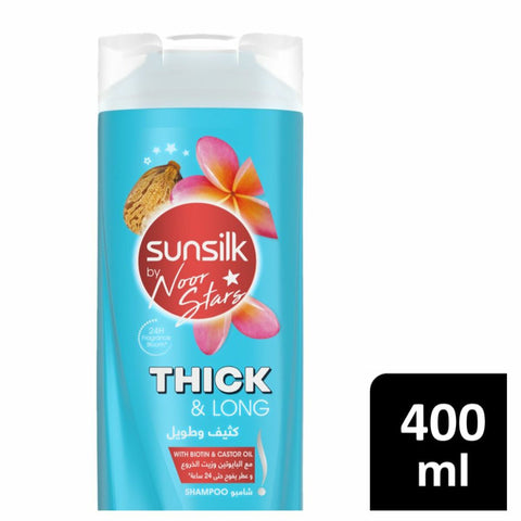 GETIT.QA- Qatar’s Best Online Shopping Website offers SUNSILK THICK & LONG WITH BIOTIN & CASTOR OIL SHAMPOO 400 ML at the lowest price in Qatar. Free Shipping & COD Available!