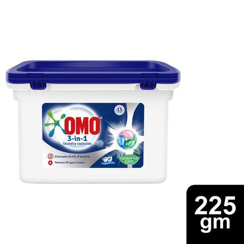 GETIT.QA- Qatar’s Best Online Shopping Website offers OMO 3IN1 PODS WASHING LIQUID CAPSULES EUCALYPTUS SCENT 15PCS at the lowest price in Qatar. Free Shipping & COD Available!