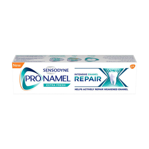 GETIT.QA- Qatar’s Best Online Shopping Website offers SENSODYNE PRONAMEL INTENSIVE ENAMEL REPAIR EXTRA FRESH 75 ML at the lowest price in Qatar. Free Shipping & COD Available!