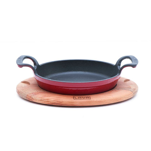 GETIT.QA- Qatar’s Best Online Shopping Website offers LAVA WOODEN BASE CAST IRON SIZZLER PAN-- 16 CM-- AH222BE at the lowest price in Qatar. Free Shipping & COD Available!