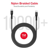 GETIT.QA- Qatar’s Best Online Shopping Website offers TRANDS 100W NYLON BRAIDED TYPE-C CABLE 1 METER CA675, BLACK at the lowest price in Qatar. Free Shipping & COD Available!