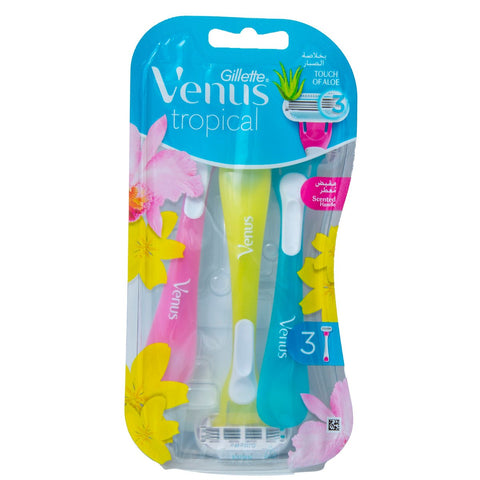 GETIT.QA- Qatar’s Best Online Shopping Website offers GILLETTE VENUS TROPICAL DISPOSABLE RAZOR 3 PCS at the lowest price in Qatar. Free Shipping & COD Available!