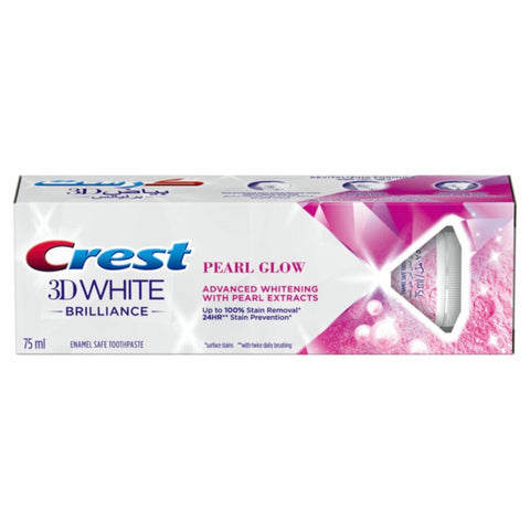 GETIT.QA- Qatar’s Best Online Shopping Website offers CREST TOOTHPASTE 3D WHITE BRILLIANCE PEARL GLOW 75 ML at the lowest price in Qatar. Free Shipping & COD Available!