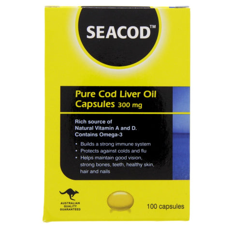 GETIT.QA- Qatar’s Best Online Shopping Website offers SEA COD PURE COD LIVER OIL CAPSULES 300 MG 100PCS at the lowest price in Qatar. Free Shipping & COD Available!