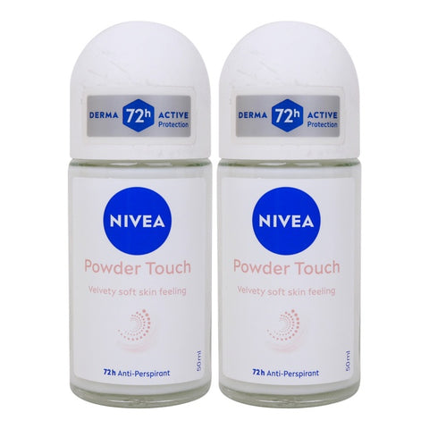 Nivea Powder Touch 72H Anti-Perspirant for Women Roll-On Value Pack 2 x 50 ml