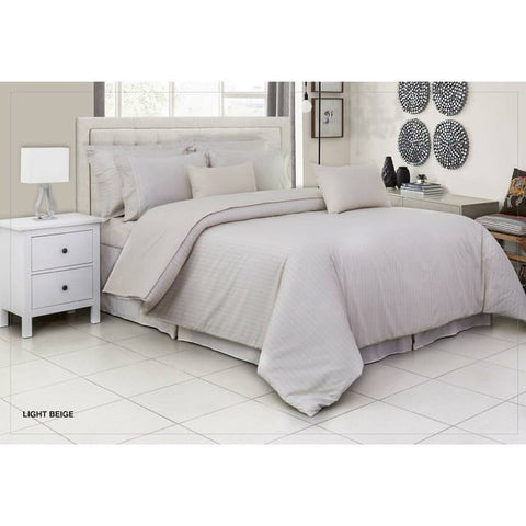 Cannon Solid Striped Collection 100% Cotton Bedsheet 259x274cm 144 Thread Count Light Beige