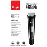 GETIT.QA- Qatar’s Best Online Shopping Website offers MR.LIGHT RECH.HAIR TRIMMER MR6032 at the lowest price in Qatar. Free Shipping & COD Available!