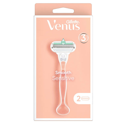 GETIT.QA- Qatar’s Best Online Shopping Website offers VENUS SMOOTH SENSITIVE WOMEN'S RAZOR HANDLE + 2 RAZOR BLADE REFILLS at the lowest price in Qatar. Free Shipping & COD Available!