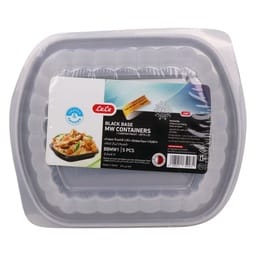 LuLu Black Base Microwave Containers 1 Compartment with Lid 5 pcs