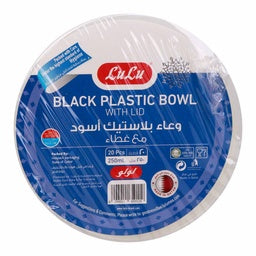 LuLu Black Plastic Bowl with Lid 250 ml 20 pcs
