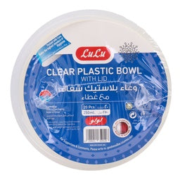 LuLu Clear Plastic Bowl with Lid 250 ml 20 pcs