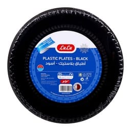 LuLu Black Plastic Plates 18 cm 25 pcs