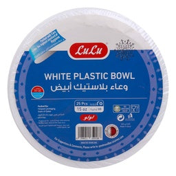 LuLu White Plastic Bowl 15 oz 25 pcs