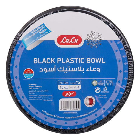 LuLu Black Plastic Bowl 15 oz 25 pcs