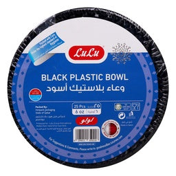 LuLu Black Plastic Bowl 6 oz 25 pcs