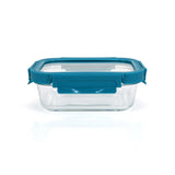 GETIT.QA- Qatar’s Best Online Shopping Website offers CHEFLINE RECTANGLE FOOD STORAGE GLASS CONTAINER WITH LID-- BLUE (TEAL BLUE)-- 640 ML at the lowest price in Qatar. Free Shipping & COD Available!