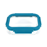 GETIT.QA- Qatar’s Best Online Shopping Website offers CHEFLINE RECTANGLE FOOD STORAGE GLASS CONTAINER WITH LID-- BLUE (TEAL BLUE)-- 1050 ML at the lowest price in Qatar. Free Shipping & COD Available!