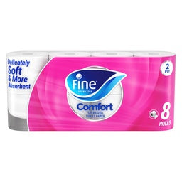 Fine Comfort Delicately Soft Toilet Rolls 2ply 8 x 180 Sheets