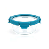 GETIT.QA- Qatar’s Best Online Shopping Website offers CHEFLINE ROUND FOOD STORAGE GLASS CONTAINER WITH LID-- BLUE (TEAL BLUE)-- 650 ML at the lowest price in Qatar. Free Shipping & COD Available!