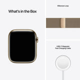 GETIT.QA- Qatar’s Best Online Shopping Website offers APPLE WATCH SERIES 7 GPS + CELLULAR MKJY3 45MM GOLD STAINLESS STEEL CASE WITH GOLD MILANESE LOOP at the lowest price in Qatar. Free Shipping & COD Available!