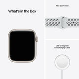 GETIT.QA- Qatar’s Best Online Shopping Website offers APPLE WATCH NIKE SERIES 7 GPS MKNA3 45MM STARLIGHT ALUMINIUM CASE WITH PURE PLATINUM/BLACK NIKE SPORT BAND at the lowest price in Qatar. Free Shipping & COD Available!