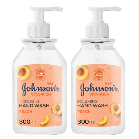 GETIT.QA- Qatar’s Best Online Shopping Website offers JOHNSON'S HAND WASH VITA RICH INDULGING PEACH 2 X 300 ML at the lowest price in Qatar. Free Shipping & COD Available!