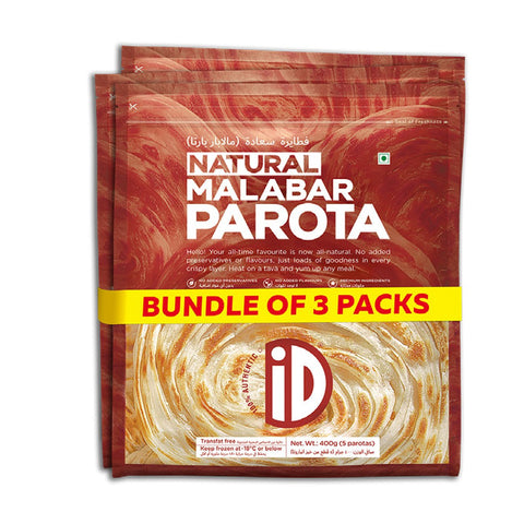 GETIT.QA- Qatar’s Best Online Shopping Website offers ID NATURAL FROZEN MALABAR PAROTA VALUE PACK 3 X 400 G at the lowest price in Qatar. Free Shipping & COD Available!