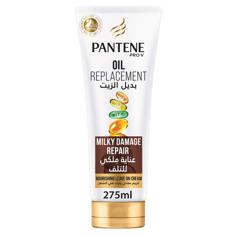 GETIT.QA- Qatar’s Best Online Shopping Website offers PANTENE PRO-V HAIR OIL REPLACEMENT LEAVE ON CREAM MILKY DAMAGE REPAIR 275 ML at the lowest price in Qatar. Free Shipping & COD Available!