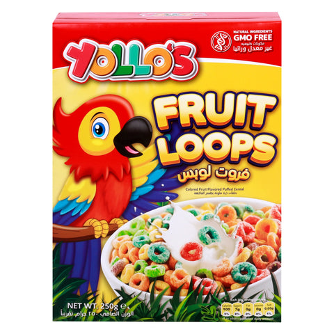 Yollo's Fruit Loops Colored Fruit Flavored Puffed Cereal 250 g