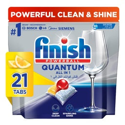 Finish Quantum All in 1 Dishwasher Tablets Lemon Sparkle Scent 21 pcs