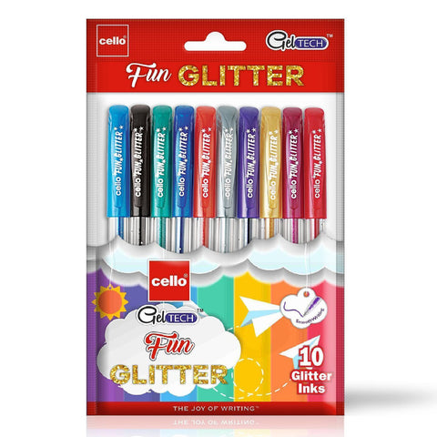 GETIT.QA- Qatar’s Best Online Shopping Website offers CELLO GELTECH FUN GLITTER GEL PEN, PACK OF 10, MULTICOLOUR INK, CE-FGLITTER-10A at the lowest price in Qatar. Free Shipping & COD Available!