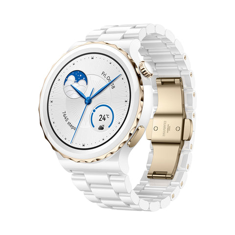 GETIT.QA- Qatar’s Best Online Shopping Website offers HUAWEI GT3 PRO FRIGGA GOLD BEZEL WITH WHITE CERAMIC STRAP (HUW-GT3PRO-FRIGGA-GLD) at the lowest price in Qatar. Free Shipping & COD Available!