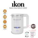 Ikon 1.5L Electric Glass Kettle, White, IK-GK220 - GETIT.QA