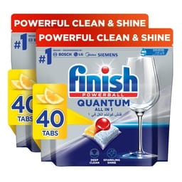 Finish Quantum Powerball All In 1 Dishwasher Detergent Lemon Sparkle Scent 2 x 40 pcs