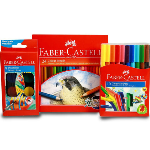 GETIT.QA- Qatar’s Best Online Shopping Website offers FABER-CASTELL COLOR PENCIL 24'S + CONNECTOR PEN 10'S+ WATER COLOR 8'S at the lowest price in Qatar. Free Shipping & COD Available!