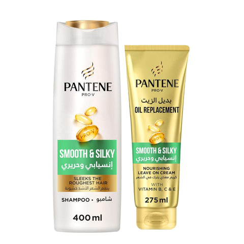 Pantene Pro-V Smooth & Silky Shampoo 400 ml + Oil Replacement 275 ml