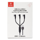 GETIT.QA- Qatar’s Best Online Shopping Website offers SWISS MILITARY USB TO 3 IN 1 CABLE CB3.1 2METER BLACK at the lowest price in Qatar. Free Shipping & COD Available!