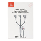 GETIT.QA- Qatar’s Best Online Shopping Website offers SWISS MILITARY USB TO 3 IN 1 CABLE CB3.1 2METER WHITE at the lowest price in Qatar. Free Shipping & COD Available!