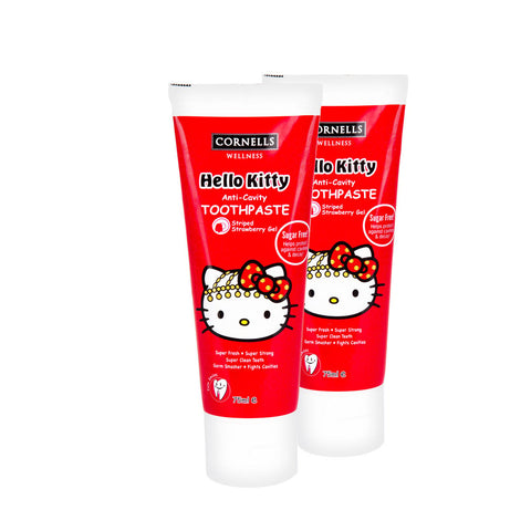 GETIT.QA- Qatar’s Best Online Shopping Website offers CORNELLS HELLO KITTY STRAWBERRY ANTI-CAVITY TOOTHPASTE 2 X 75 ML at the lowest price in Qatar. Free Shipping & COD Available!