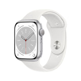 GETIT.QA- Qatar’s Best Online Shopping Website offers APPLE WATCH SERIES 8 GPS SILVER ALUMINIUM CASE WITH WHITE SPORT BAND-- 45 MM-- MP6N3AE at the lowest price in Qatar. Free Shipping & COD Available!